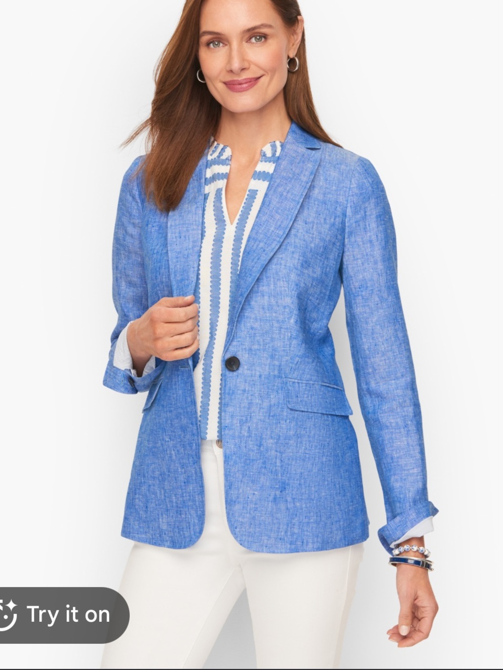 NWT Talbots 16 Blue Linen Blazer